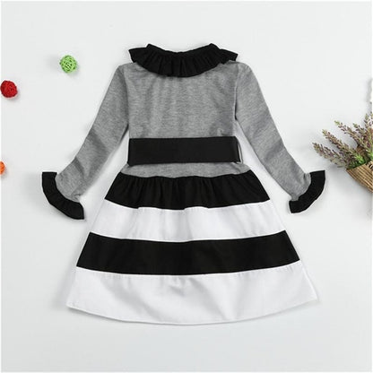 Dot Long Sleeve Dress For Girls Clothing Child Costume Baby Girl Clothing Teenager School Daily Wear Sashes Kids Casual Clothes