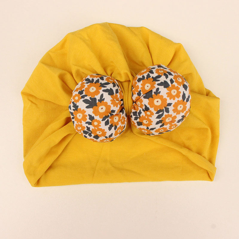 baby hat spring and autumn head protection fontanelle cap broken flower bow baby head cap cute warm baby indian hat