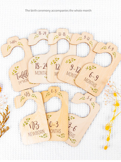 8 Pack Wooden Baby Hangers Nursery Closet Clothes Size Divider Double Sided Wooden Closet Divider