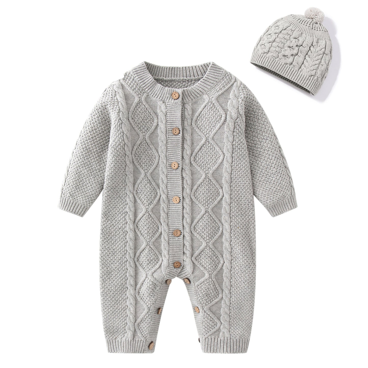 baby sweater fried dough twist knitting romper baby one-piece sweater newborn sweater knitting crawling suit