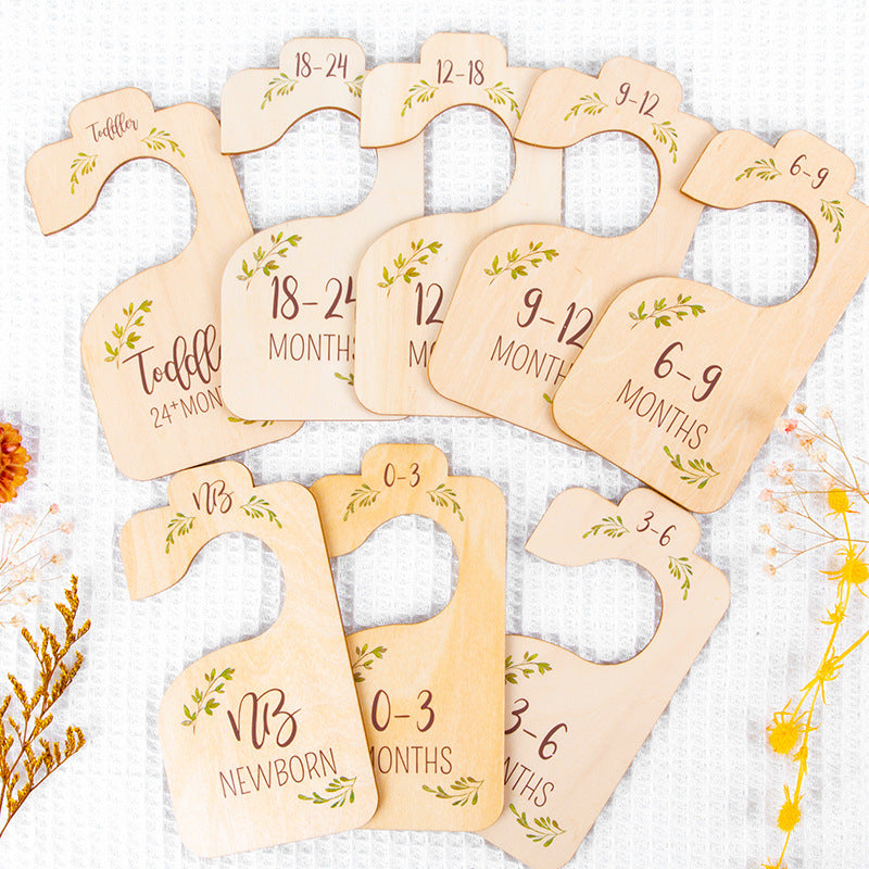 8 pack wooden baby hangers nursery closet clothes size divider double sided wooden closet divider