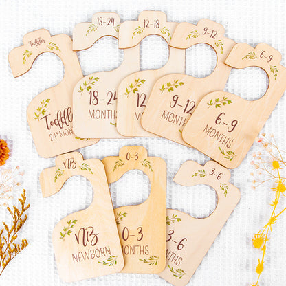 8 Pack Wooden Baby Hangers Nursery Closet Clothes Size Divider Double Sided Wooden Closet Divider