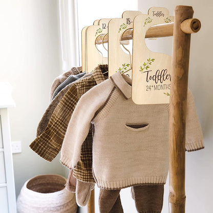 8 Pack Wooden Baby Hangers Nursery Closet Clothes Size Divider Double Sided Wooden Closet Divider