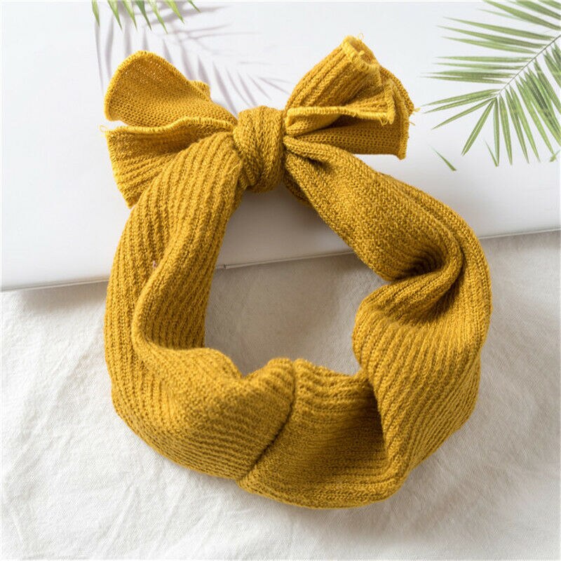 cute baby girl headbands knitted newborn baby bows knitted turban infant headband warm hairbands headwrap kids hair accessories