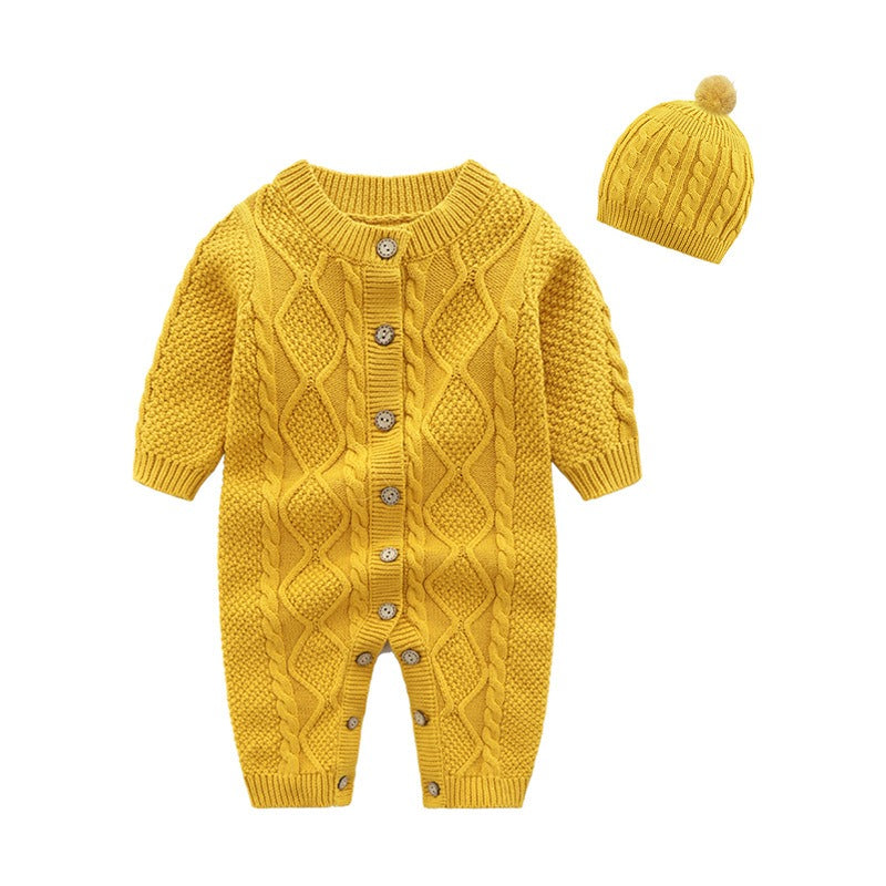 baby sweater fried dough twist knitting romper baby one-piece sweater newborn sweater knitting crawling suit