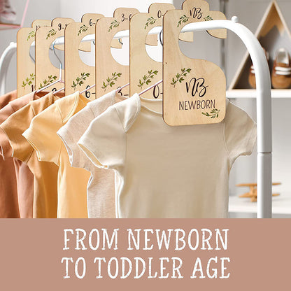 8 Pack Wooden Baby Hangers Nursery Closet Clothes Size Divider Double Sided Wooden Closet Divider
