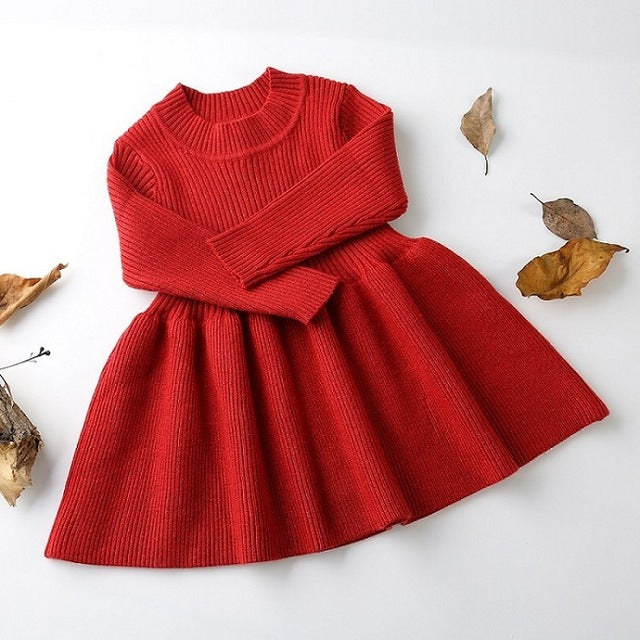 baby dresses for girls autumn winter long sleeved knit princess dress lotus leaf collar pocket doll dress girls baby clothing