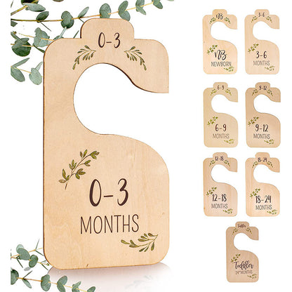 8 Pack Wooden Baby Hangers Nursery Closet Clothes Size Divider Double Sided Wooden Closet Divider