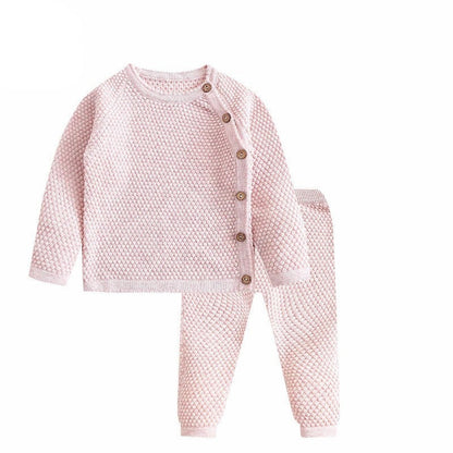 Baby Boy Girl Clothes Sets Spring Autumn Solid Newborn Baby Girl Clothing Long Sleeve Tops + Pants Outfits Casual Baby Pajamas  No hat