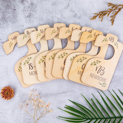 8 Pack Wooden Baby Hangers Nursery Closet Clothes Size Divider Double Sided Wooden Closet Divider