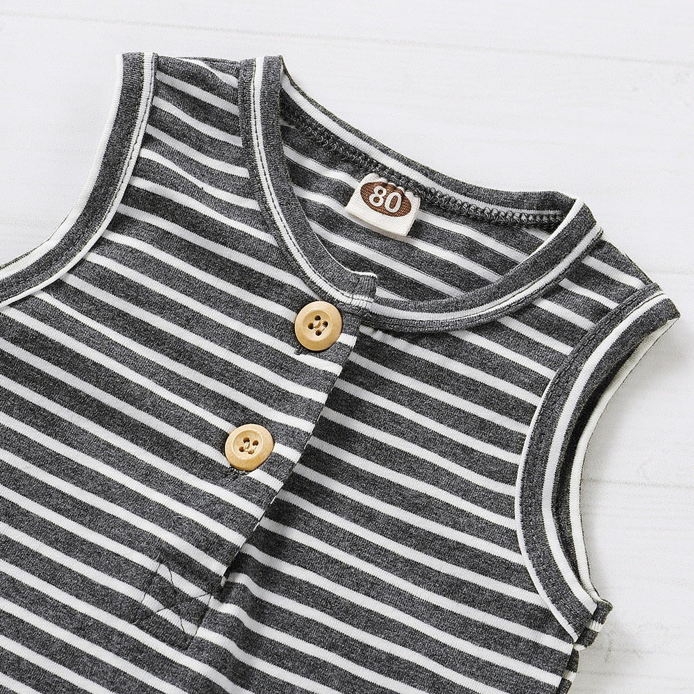 summer baby shorts set for girls boys newborn clothes 2pcs bottom vest+striped shorts sleeveless