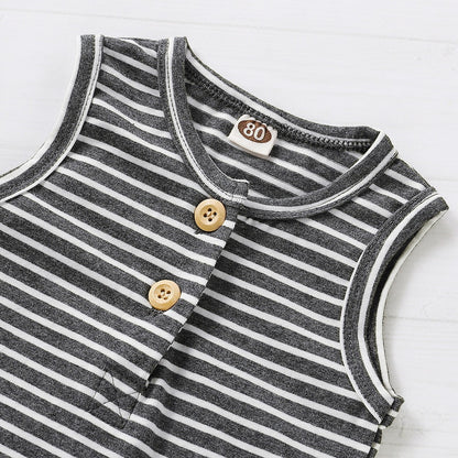 Summer Baby Shorts Set For Girls Boys Newborn Clothes 2Pcs Bottom Vest+Striped Shorts Sleeveless