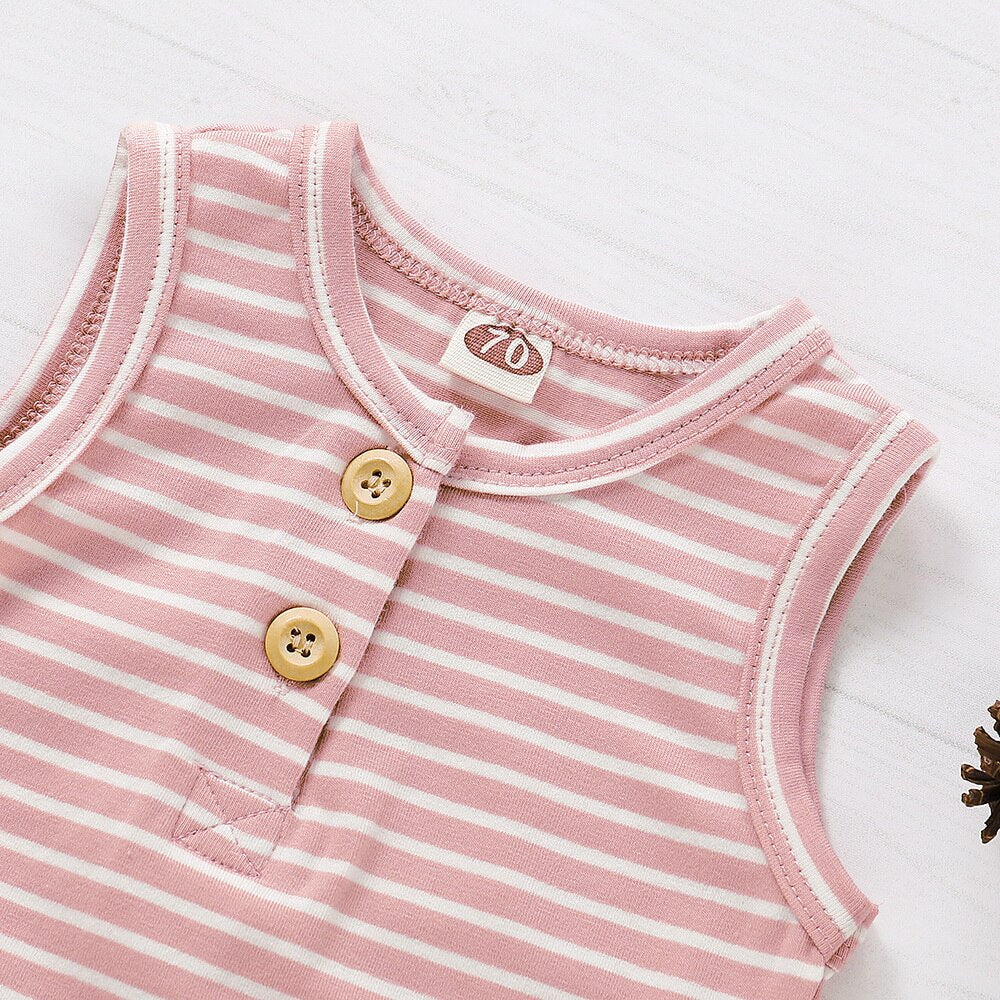 summer baby shorts set for girls boys newborn clothes 2pcs bottom vest+striped shorts sleeveless