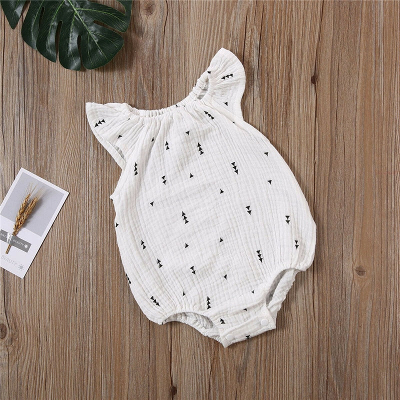 0-24m newborn baby girls bodysuit summer infant sleeveless girls print one-piece jumpsuit baby cotton linen soft clothes outfits