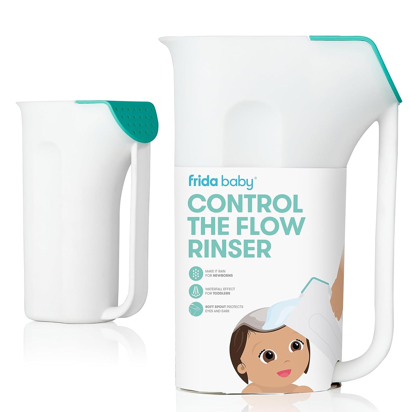 "ultimate bath time rinse cup: control the flow with easy grip handle and removable rain shower!"