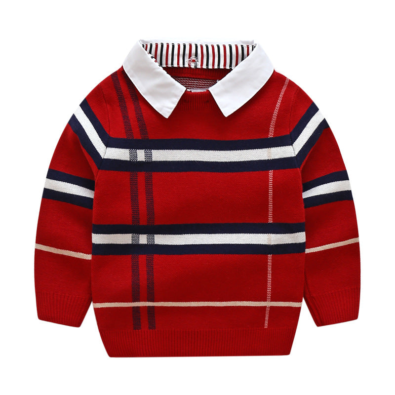 boy's plaid jacquard sweater