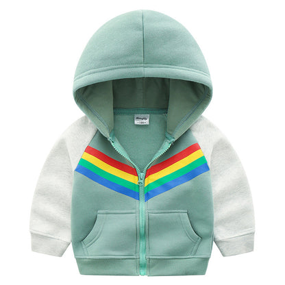 Boy's Print Rainbow Zipper Hoodie