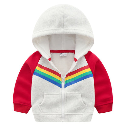 Boy's Print Rainbow Zipper Hoodie