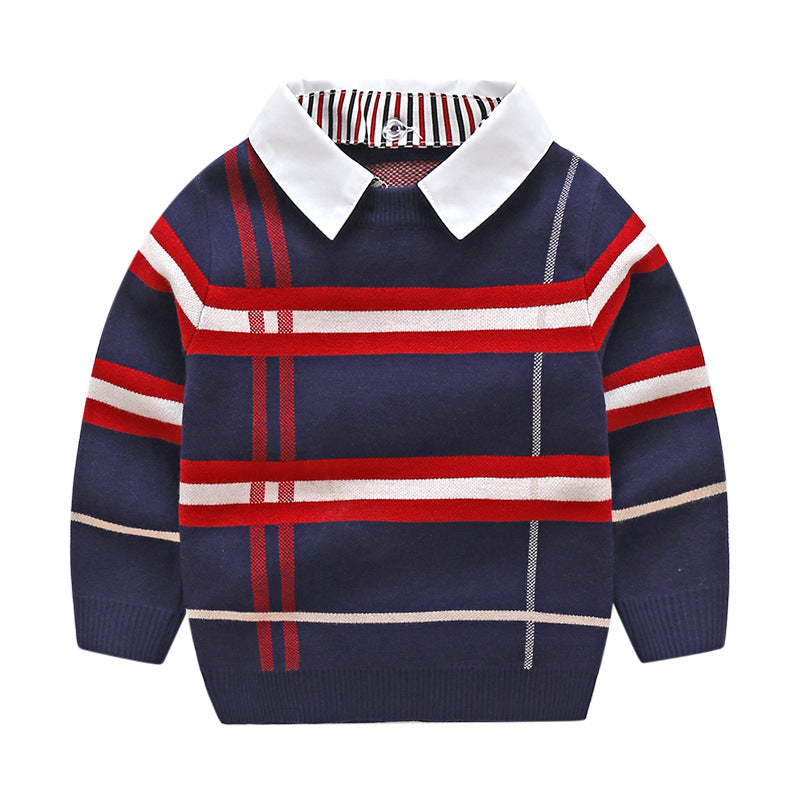 boy's plaid jacquard sweater