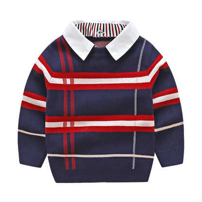 Boy's Plaid Jacquard Sweater