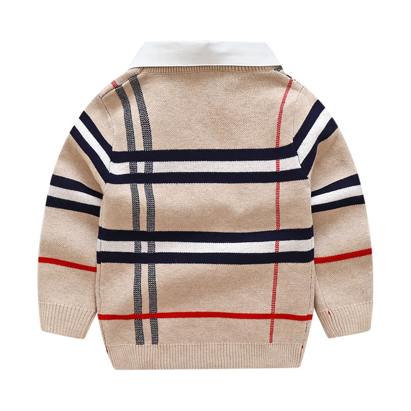 boy's plaid jacquard sweater