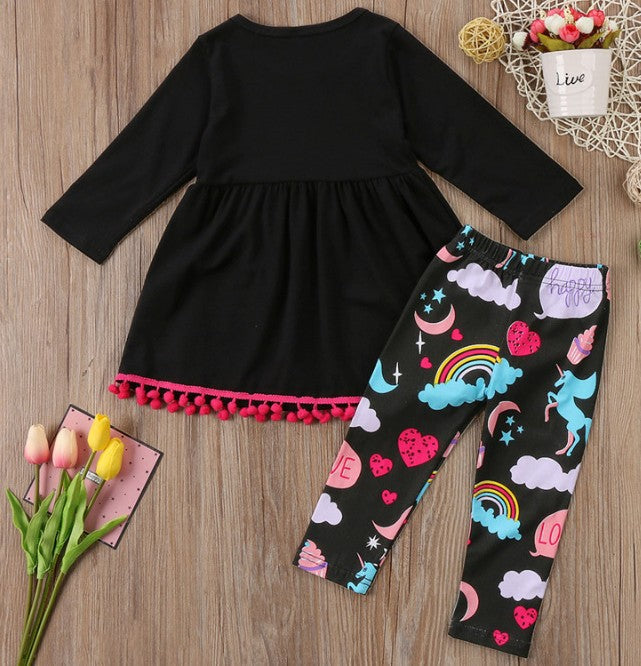 girls print skirttrousers two-piece