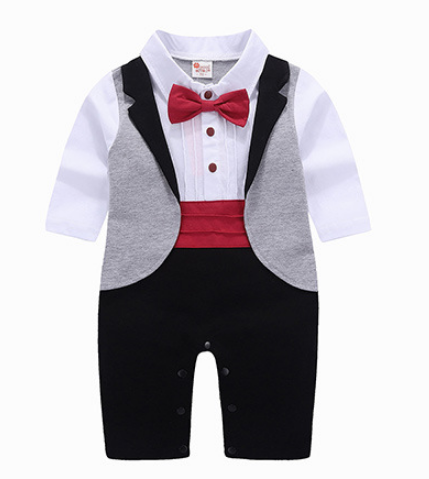 boys' long-sleeved gentleman romper