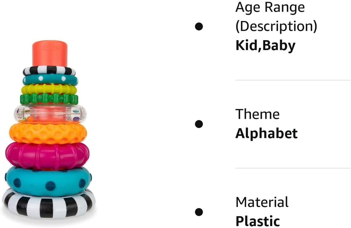 "colorful circle stacking rings: fun and educational toy for ages 6+ months - 9 piece set"