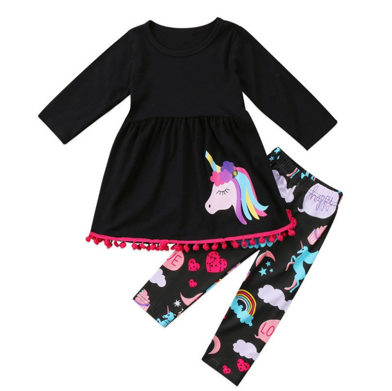 girls print skirttrousers two-piece