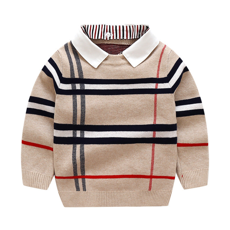 boy's plaid jacquard sweater