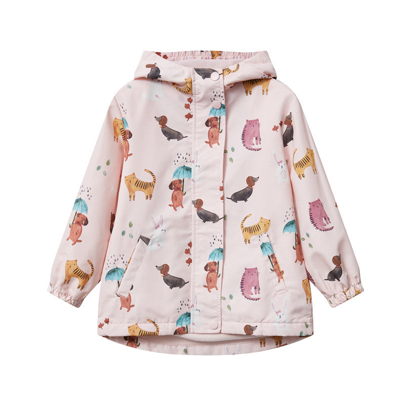 fashion cartoon print girls fleece jacket