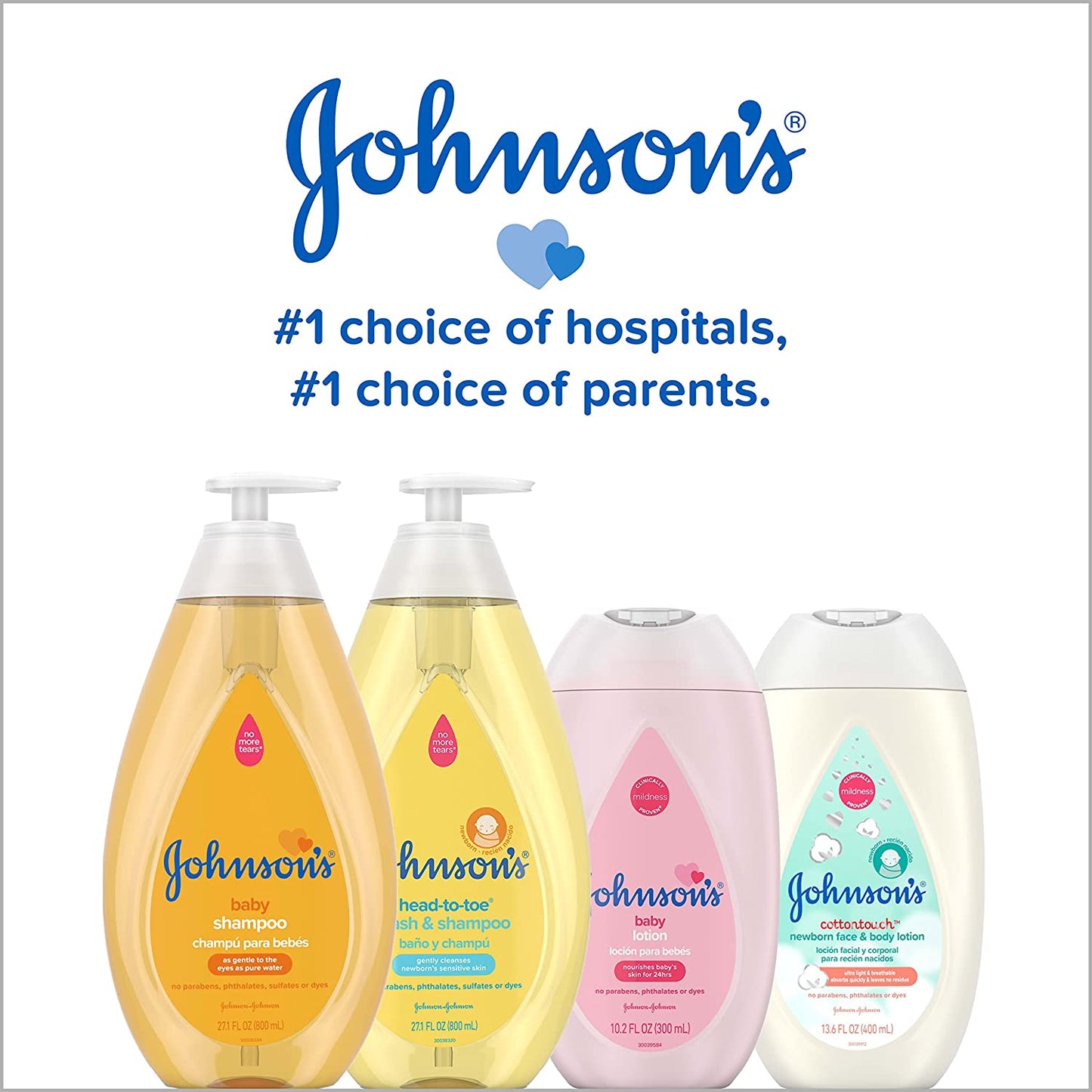 johnson's head-to-toe gentle baby body wash & shampoo, tear-free, sulfate-free & hypoallergenic bath wash & shampoo for baby's sensitive skin & hair, washes away 99.9% of germs 27.1 fl. oz