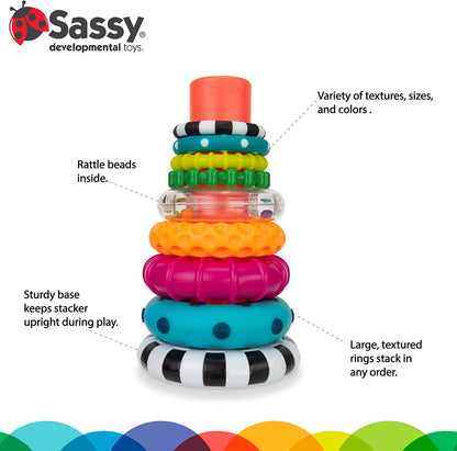 "Colorful Circle Stacking Rings: Fun and Educational Toy for Ages 6+ Months - 9 Piece Set"