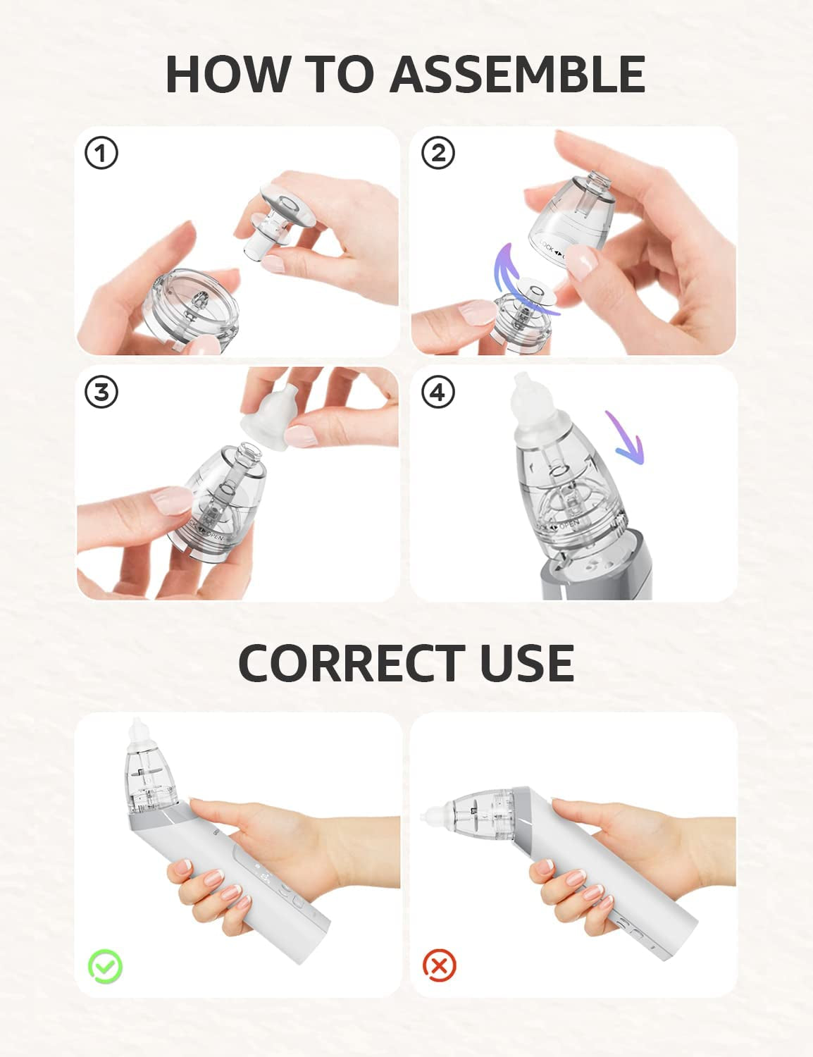 nasal aspirator for baby,automatic nose cleaner with 3 silicone tips, adjustable suction level, music and light soothing function, safe and comform