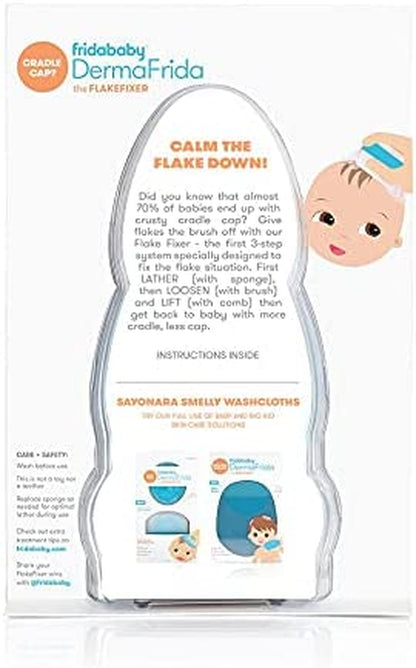 Frida Baby the 3-Step Cradle Cap System | Dermafrida the Flakefixer | Sponge, Brush, Comb and Storage Stand for Babies with Cradle Cap